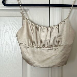Zara Champagne satin cropped cami